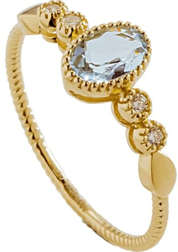 Homxi Damen Eheringe Trauringe 585 Gold, Oval mit Moissanite und Aquamarine, Verlobung Ring Frauen Gold Größe 52 (16.6)