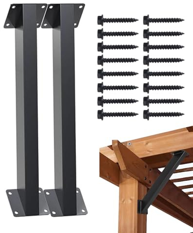 Sghtil Kit De Supports Pour Pergola | 2 Pièces Équerre de Pergola en Bois à 45 Degrés | Kit De Montage Pour Abri De Jardin | Pour Mur Coin Placard Armoire Tête De Lit Comptoir Cuisine Extérieur