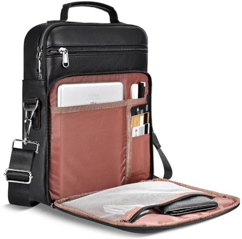 11 inch iPad Sleeve Carrying Leather Bag for 2026 2025 iPad A16, iPad Pro 11 M4 & iPad Air 11 M3 M2 with Magic Keyboard, Protective Padded Travel Shoulder Crossbody Case with Handle, Black