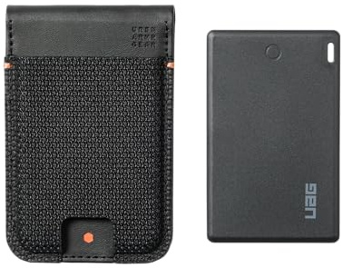 URBAN Armor Gear UAG Slim Wallet Kevlar Schwarz mit Tracker Karte | Kompatibel mit Apple Find My | Aufstellbar | RFID-Block | 5-6 Monate Akkulaufzeit