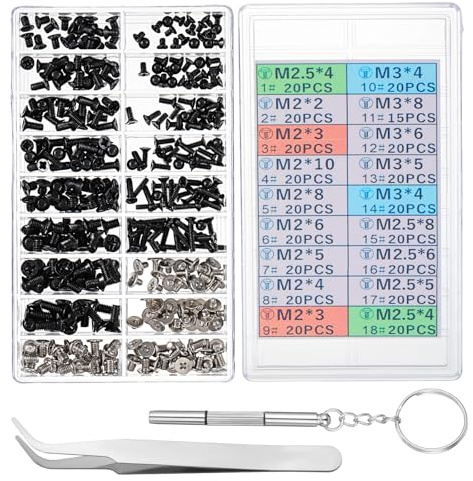 355PCS Laptop Screw Set, M2 M2.5 M3 Laptop Replacement Computer Screws, Notebook Computer Replacement Screws Assortment Kit for Motherboard Ssd Pc Fan Hard Drive