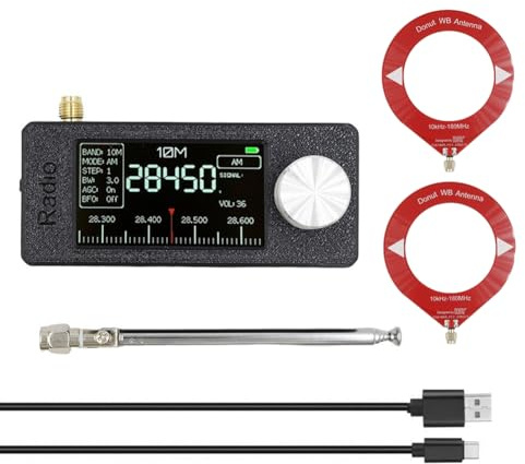 Wesafrae Récepteur Radio Mini SI4732 + Kit Antenne 2 Types 10 KHz-180 MHz Radio Portable HF SW MW VHF Mini Radio Portable SI4732