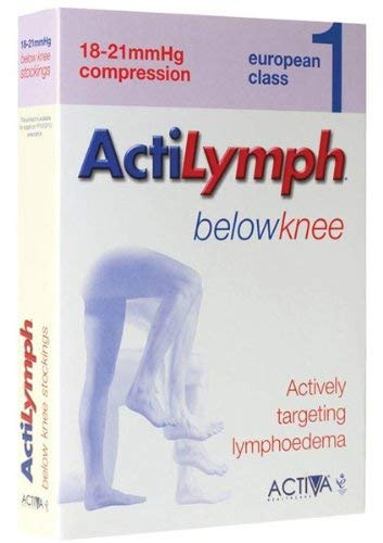 Actilymph Class 1 Standard Below Knee Closed Toe Compression Stockings, X-Large, Black