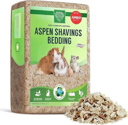 SMALL PET SELECT Premium Natural Aspen Bedding, Animal Bedding for Small Indoor and Outdoor Pets, Made in The USA, Jumbo Size 141 L Pack