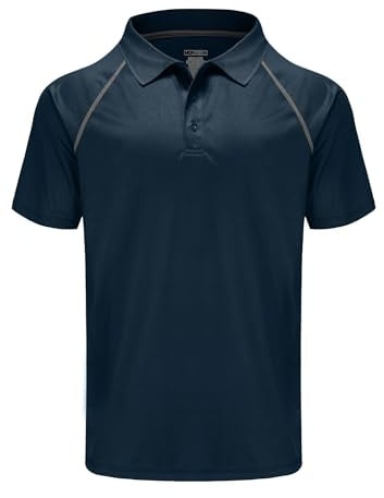 MOHEEN Men's Golf Shirts Short Sleeve Moisture Wicking Polo T-Shirts Athletic Quick Dry Fit Performance Collared UPF 50+, Navy Blue, Medium