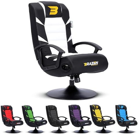 BraZen Kids Gaming Chairs for Kids Gaming Chair with Speakers Subwoofer Bluetooth Compatible All Games Consoles Small Junior Foldable Rocker Video Games Chairs Speakers British Brand Pride – White