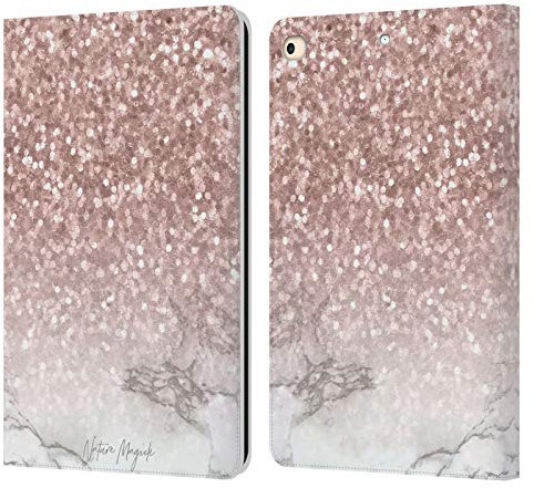Head Case Designs Licenza Ufficiale Nature Magick Lucentezza Rosa Oro Rosa Oro Marmoreo Brillantini Custodia Portafoglio in Pelle Compatibile con Apple iPad 9.7 2017 / iPad 9.7 2018