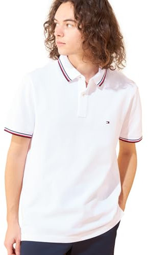 Tommy Hilfiger Core Tommy Tipped Slim Polo Mw0mw13080, Polo a maniche corte Uomo, Bianco (White), L