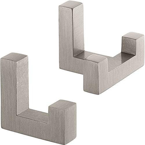 Gedotec Wand-Haken eckig Kleiderhaken Tür 1 Set - Metallhaken Vintage - TETRIS | Einzelhaken + Doppelhaken Edelstahl Optik | Garderoben-Haken Metall unsichtbar verschraubt | Aufhänger für Wand-Montage