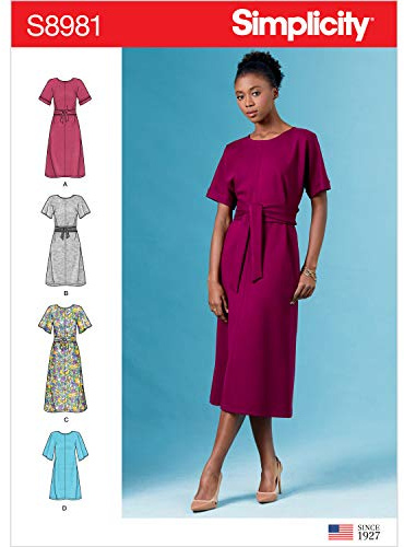 SIMPLICITY Sewing Pattern S8981 Misses' Front Tie Dresses, Paper, White, Various