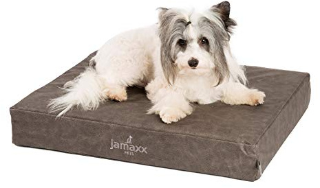 JAMAXX Premium Hundekissen - Orthopädisch Memory Schaumstoff-Flocken, Waschbar Abnehmbarer Bezug Wasserabweisend - Hundebett mit Canvas Stoffbezug PDB1017 (S) 65x50 grau