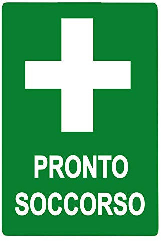 DOBO 12x Cartello Pronto Soccorso Plastificato 20x30 cm Targa segnaletica direzionale Emergenza Sicurezza Tabella informativa Avvertimento in plastica 12 cartelli PVC