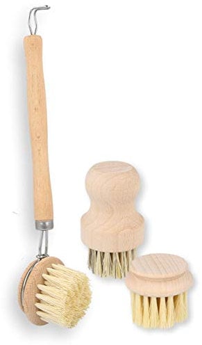 Lantelme Obst und Gemüsebürsten Set mit Naturborsten aus Sisal mit Holzgriff | Küchenbürsten für Pilze Gemüse Obst | Umweltbewußt und Nachhaltig | Champignonbürste Gemüsebürste Obstbürste