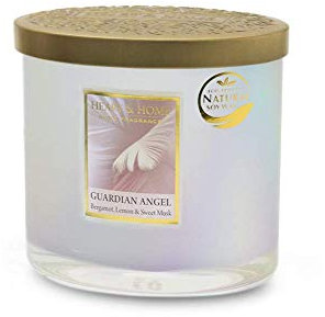 Heart & Home Kerze mit 2 Dochten, Schutzengel Gold, Duft: Patchouli und Bergamotte, Modernes Design mit Glasbehälter, Brenndauer bis zu 40 Stunden