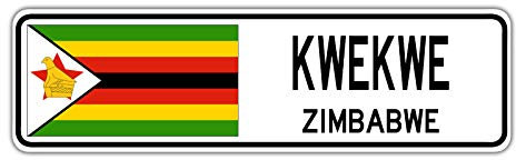 TNND New Kwekwe Zimbabwe - Cartello Stradale con Bandiera dello Zimbabwe