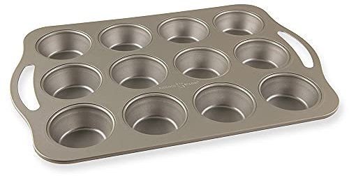 Nordic Ware Muffin Pan, Steel PFOA-free nonstick, Silver, 12 Cavity