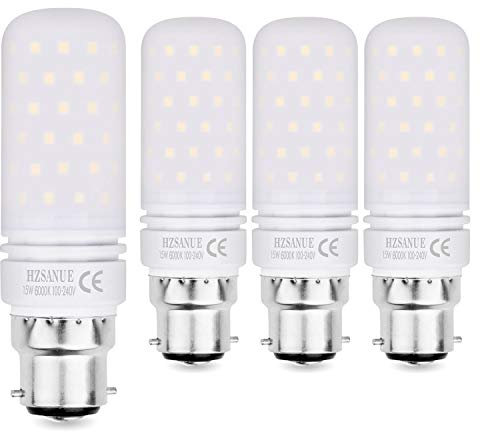 HZSANUE LED Lampen 15W, 120W Glühlampenäquivalent, 1700lm, 6000K Kaltweiß, B22 Bajonettsockel, 4 Stück