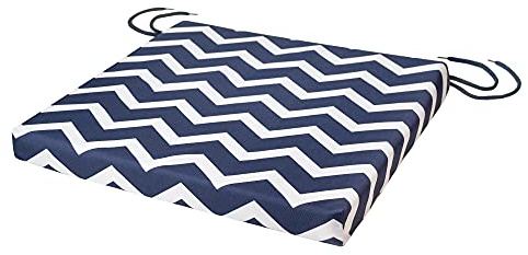 SOFTILLO Patio Chair Cushion with Seat Ties - Indoor and Outdoor Furniture Seating - Water-Resistant Polyester - Kitchen Dining, Lawn & Garden - 50x44x4cm - Zig Zag Dark Blue