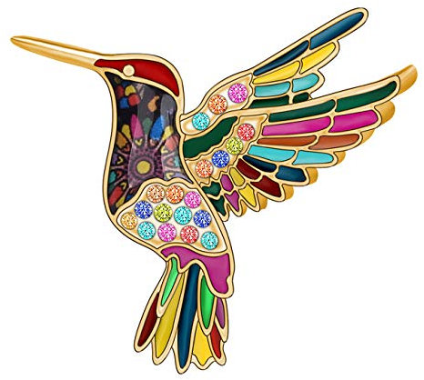 NEWEI Antik Gold Kolibri Brosche Pins Strass Vogel Brosche Schmuck für Frauen Mädchen (Mehrfarbig)