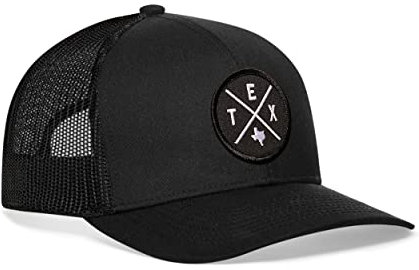 State X Design Trucker Hats - Patch Style - Baseball Cap Mesh Snapback Golf Hat, Texas - Tex/Black, Einheitsgröße