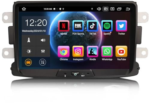 Erisin Android 13 8-Kern Bluetooth 5.0 Autoradio Mit GPS Navi für Renault Dacia Duster Logan Dokker Lodgy 8 Zoll Touchscreen DAB+ Radio Kabellos CarPlay Android Auto DSP WiFi 4G FM A2DP RDS 4GB+64GB