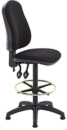 LAB SPACE - Draughtsman Chair Upholstered in Black, Charcoal or Blue Fabric - High Office Chair, Lab Chair, Bench Chair (Black)