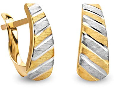 14 Karat 585 Bicolor Gold Ohrringe Creolen Matt & Glänzend Ohrschmuck – SIT10