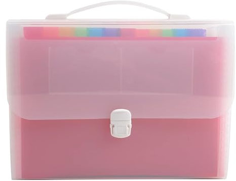 Exacompta - Ref. 55698E – Karton mit 4 Ordnern mit festem Griff – Deckel und Innenseite aus PP – Verschluss mit Druckknopf – 24 Fächer – Maße: 33 x 29 cm – für A4 – Kristall