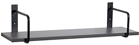 Wandregal mit Regalwinkeln, Regalboden Breite 80 o. 100cm wählbar, T20 x H1,8cm, Schweberegal versch. Farben Büroregal Wandboard Bücherregal Regal für Büro, Laden, Flur (Regalboden 100 cm, Anthrazit)