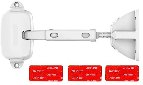 Fenster Kindersicherung, 1 Set, in Weiß, Spezialkleber, für Fensterrahmen ab 4 cm Breite, für nach außen und innen aufgehende Fensterprofile, Tür Öffnungsbegrenzer Sperre, Babysicherung Fenstergriff