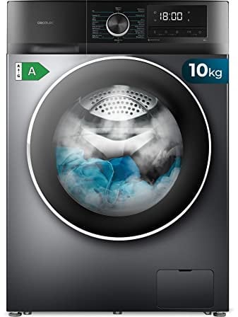 Cecotec Lavadora 10Kg de Carga Frontal Bolero Dresscode 10500 Inverter Steel A. 1950W, 1400 rpm, Motor Inverter Plus, Bajo Consumo, 16 Programas, Lavado con Vapor, Delay Start, Acero