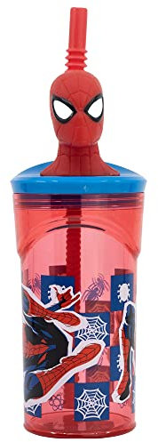 GOBELET RÉUTILISABLE POUR ENFANTS EN PLASTIQUE SANS BPA 430 ML AVEC FIGURINE 3D SUR LE COUVERCLE | SPIDERMAN MIDNIGHT FLYER
