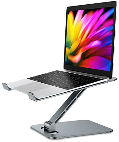 Babacom Laptop Ständer Höhenverstellbar, Faltbarer Laptop Stand aus Aluminiumlegierung Ergonomischer, Belüfteter Laptopständer Kompatibel mit MacBook Air, Pro, Allen Laptops 10-16 (Grau)