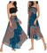 JENJON Femme Robe Imprimé Fleurie Ete Boheme Jupe Style Ethnique 2 en 1 sans Manche Plage Strap Wrap Taille Unique G-Vert & Bleu Taille Unique