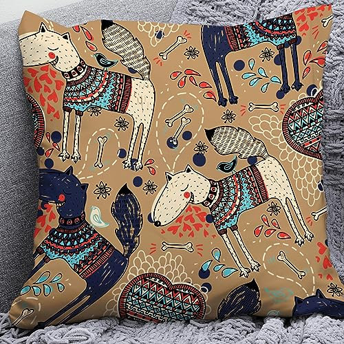 Kissenbezug 40x40 Ethnischer Windhund Sofakissen Baumwoll und Leinen Dekokissen Quadrat Kissenbezüge mit Reißverschluss Outdoor Kissen- für Wohnzimmer Auto Schlafzimmer 1 Stück