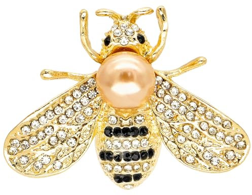 Tidefire Insekt Brosche Kristall Biene Brosche Libelle Brosche Schmetterling Brosche Pin Strass Tier Anstecknadel für Damen (32105 Gold)