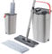 KADAX Flachmopp mit Wassertrennung, Wischmopp mit Doppelkammereimer, Bodenwischer, Putzset für Bodenreinigung, Flachbodenmopp mit Putzeimer (Grau/Orange)