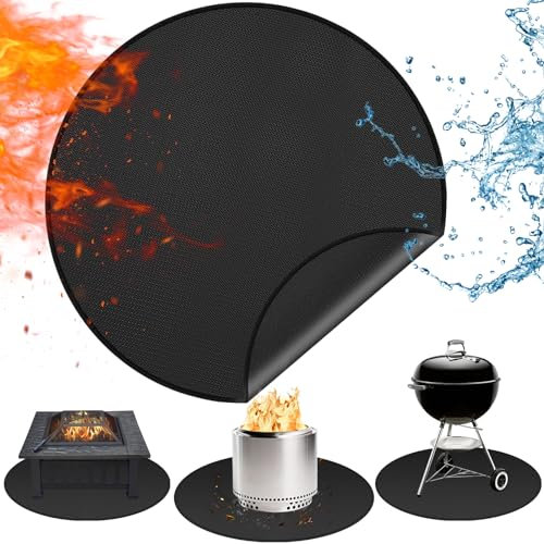 TOHONFOO Feuerschalenmatte für Solo-Herd, Lagerfeuer, Holzofen, feuerfeste Matte für Solo-Herd, 3-lagig, leicht zu reinigen unter Grillmatten für Outdoor-Grill, zum Schutz der Terrasse,