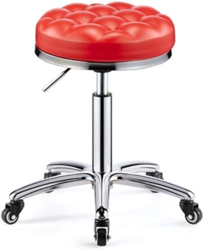 AVIMYA Hocker auf Rädern, Beauty-Hocker, Friseurstuhl, Stuhl, Friseursalon, Stuhl, Hocker, Beauty-Nagelhocker, Rot (Farbe: Rot) ShaoSu