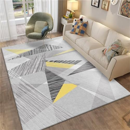 RUGMRZ Grigio 160X230Cm Suave Hogar Habitación Conjunto Moderno Patrón Geométrico Sala De Estar Dormitorio Grande Alfombra Alfombra Habitacion Niña Alfombras Salon Pelo Corto