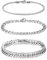 Jovivi 3 Stück Armbänder Herren Edelstahl Panzerarmband Gliederarmband Männer Kubanisches Armband Silber Mode Schmuck
