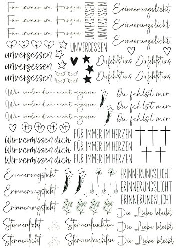 Fräulein Lotti | Tattoofolie fuer Kerzen - Thema: Trauer| Wasserschiebefolie | fertig bedruckt