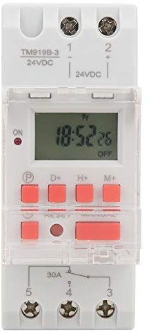 Ailoocedi Programmierbares Zeitschaltuhr-Relais, DC 24 V 30 A, Wöchentlicher Digitaler LCD-Zeitschaltuhr, Timer, DIN-Schienenmontage, für Straßenlaternen, Neonschilder, Lichter
