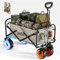 Faltbarer Gartenwagen, elektrisch, zusammenklappbar, 136 kg, mit 21,6 cm großen All-Terrain-Strandrädern und Getränkehaltern, tragbar für Camping, Outdoor, Strand, Angeln, Picknick, Sport, Einkaufen