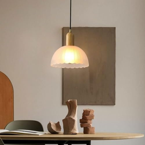 FYSTEWSF Milky White Glass Cover Chandelier Bowl-Shaped Pendant Lamp E27 Single Head Hanging Lamp European Style Pendant Light,Lighting