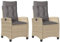 KOIECETA Gartensessel Kissen 2Stk. Verstellbar Beigemischung Poly Rattan