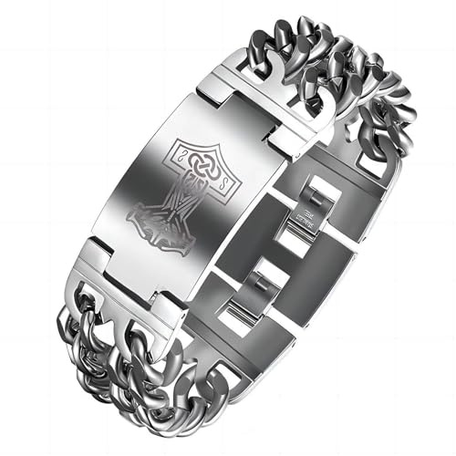 MYZTTZR Wikinger Rostfrei Stahl Jahrgang Rune Schmuck Manschette ArmbäNder FüR MäNner Nordisch Mythologie Kubanisch Totem ZubehöR Geschenk