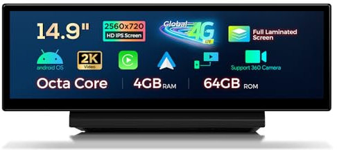 XTRONS 14.9'' Android Autoradio Octa Core 4GB 64GB 4G LTE Car Play Android Auto 2K IPS Bildschirm GPS Bluetooth 5.0 WiFi USB Optional DAB DVR TPMS OBD Für Audi A6 A7 RS6 RS7 S6 S7 MMI 3G/3G+ System