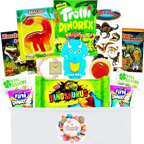 Schultüte Füllung mit Dino Süßigkeiten & Spielzeug - Inhalt für die Schultüte Jungen klein - Zuckertüten Füllung Dinosaurier - Schultüte Inhalt mit Einschulung Süßigkeiten - Schultüte füllen Ideen
