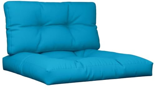 vidaXL Palettenkissen 2-TLG., Palettenpolster für Europaletten, Palettensofa Kissen Indoor Outdoor, Palettenauflage Sitzkissen Rückenkissen, Blau Stoff